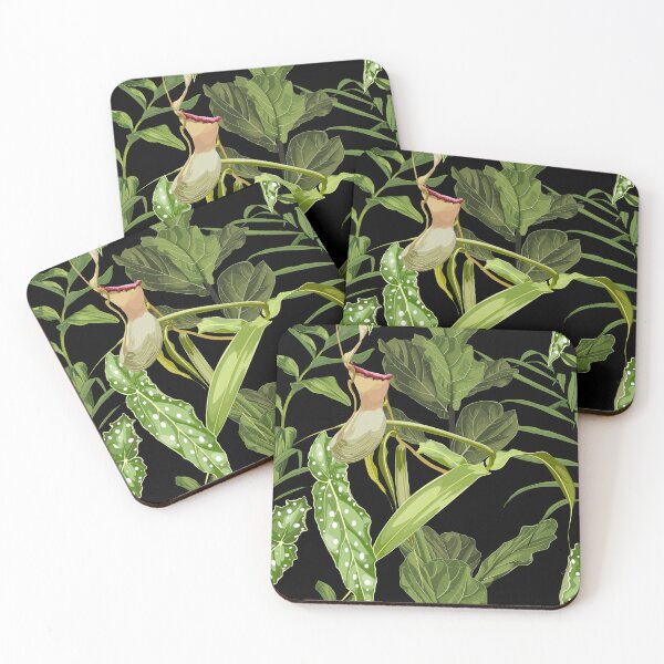 Item preview,  Nepenthes, genus of carnivorous plants. Monkey cups exotic liana plant with palm leaves.  designed and sold by MatyKotiv.