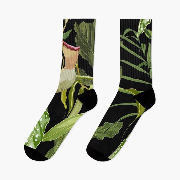Item preview,  Nepenthes, genus of carnivorous plants. Monkey cups exotic liana plant with palm leaves.  designed and sold by MatyKotiv.