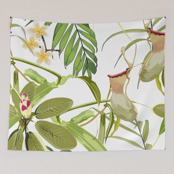 Item preview,  Jungle rainforest. Nepenthes, genus of carnivorous plants. Monkey cups exotic liana plant. designed and sold by MatyKotiv.