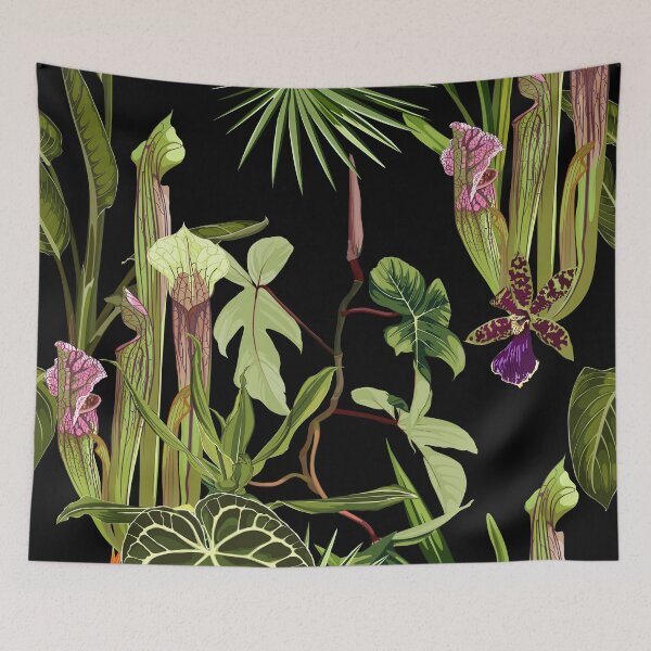 Item preview, Jungle rainforest. Sarracenia, genus of carnivorous plants. Monkey cups exotic liana plant.  designed and sold by MatyKotiv.