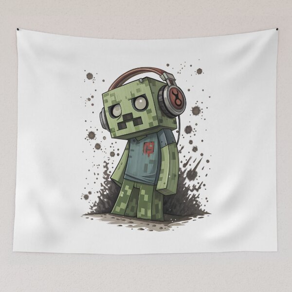 Item preview, Cool Minecraft Zombie wearing headphones designed and sold by glenwith1na.