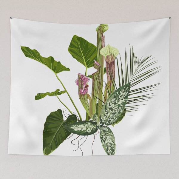 Item preview, Tropical bouquet with exotic Sarracenia and green  leaves. designed and sold by MatyKotiv.
