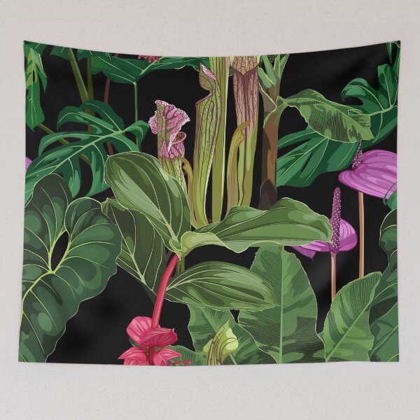 Item preview, Jungle rainforest. Sarracenia, genus of carnivorous plants, monstera, palms, flowers.  designed and sold by MatyKotiv.