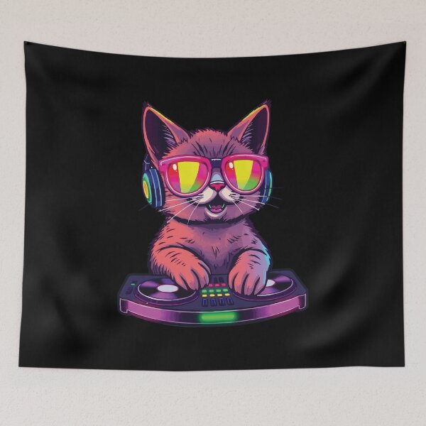 Item preview, HOUSE CAT (Rainbow DJ Kitty) designed and sold by Getup-clothing.