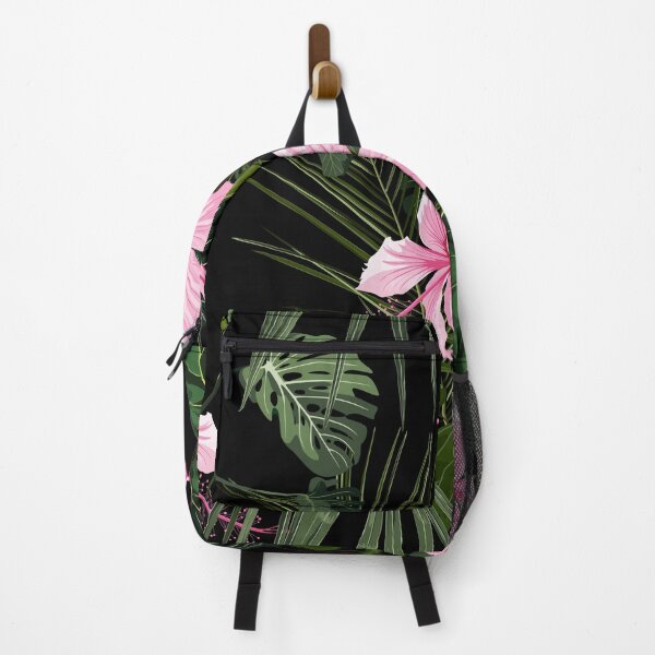 Item preview, Seamless floral pattern with many kind of pink glossy flowers and palm leaves. designed and sold by MatyKotiv.
