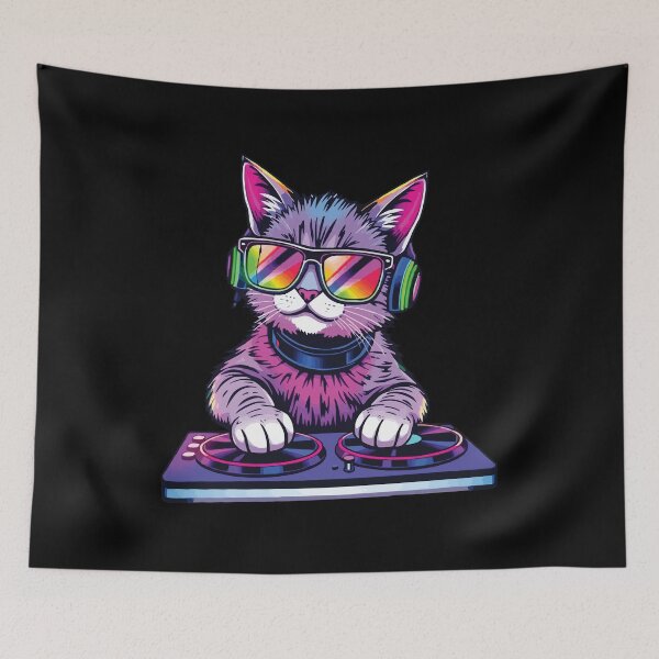 Item preview, HOUSE CAT (Rainbow DJ Kitty) designed and sold by Getup-clothing.