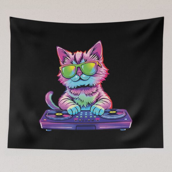 Item preview, HOUSE CAT (Rainbow DJ Kitty) designed and sold by Getup-clothing.