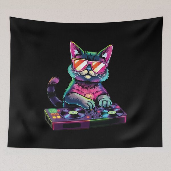 Item preview, HOUSE CAT (Rainbow DJ Kitty) designed and sold by Getup-clothing.