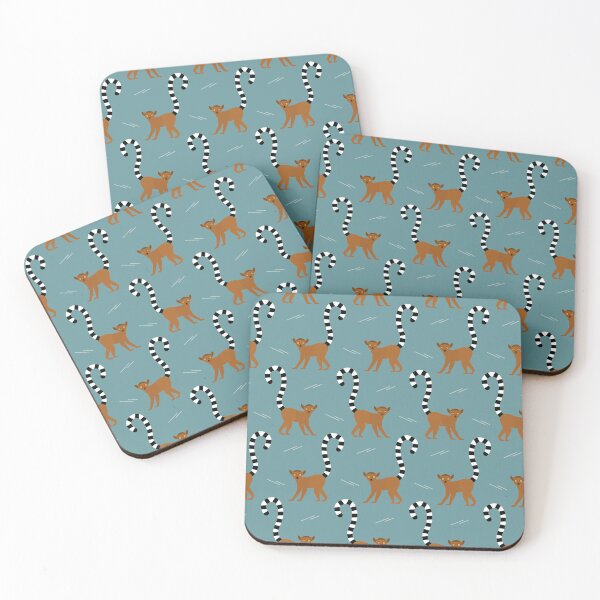 Item preview, Ringtailed lemurs on blue designed and sold by reneesillus.
