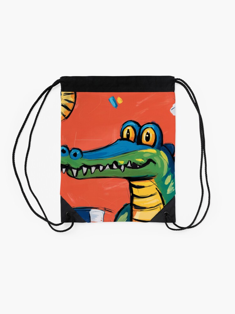Thumbnail 2 of 3, Drawstring Bag, Alligator designed and sold by Patricks-Art.