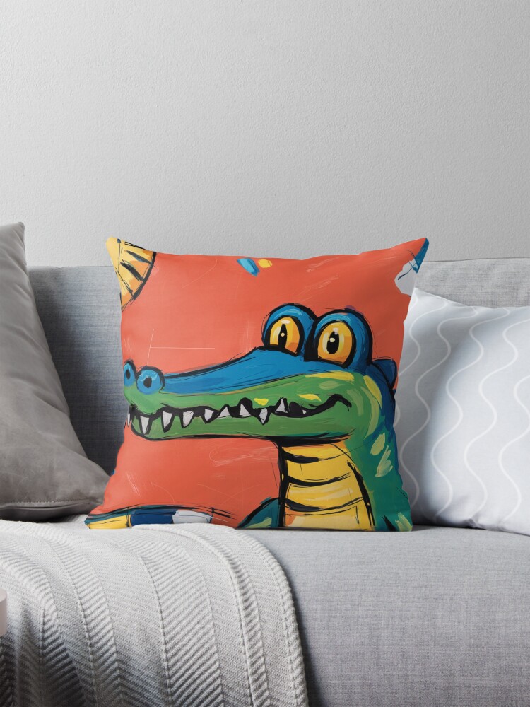 Thumbnail 1 of 4, Pillow, Alligator designed and sold by Patricks-Art.