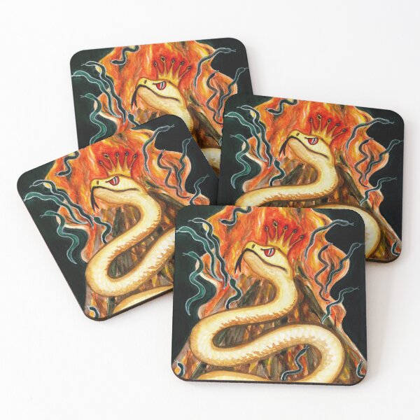 Item preview, White Crowned Snake King Mythology Illustration designed and sold by Ivy Lily Art.