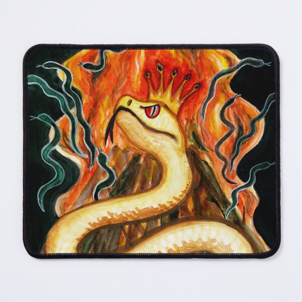 Item preview, White Crowned Snake King Mythology Illustration designed and sold by Ivy Lily Art.