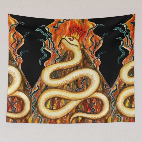 Item preview, White Crowned Snake King Mythology Illustration designed and sold by Ivy Lily Art.