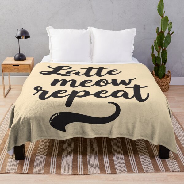 Item preview, Latte Meow Repeat. Love for Coffee and Cats. Black Typography. designed and sold by twisted-dot.