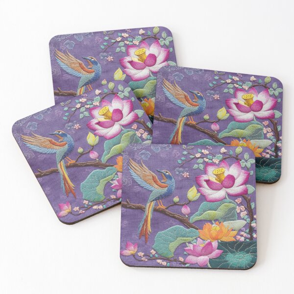 Item preview, Chinese Silk Embroidery Floral Bird Purple Carpet designed and sold by GrinGalore.