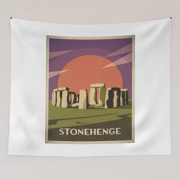 Item preview, Stonehenge England travel poster – retro vintage design with sunset designed and sold by pod24.
