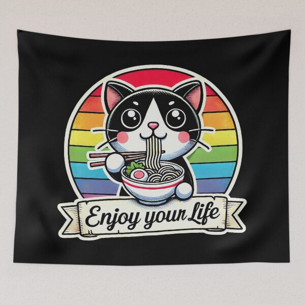 Item preview, Enjoy Your Life Cat meme Ramen Noodles designed and sold by plushism.