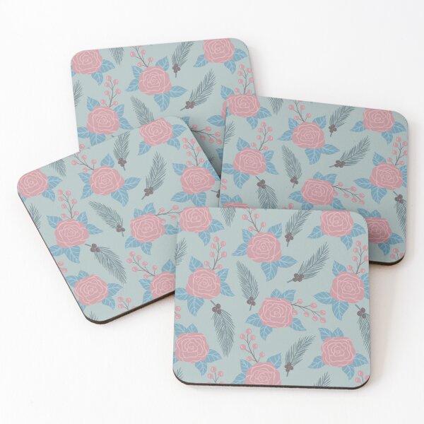 Item preview, Sophisticated dust pink roses with winter greenery pattern designed and sold by Blooming June Design.