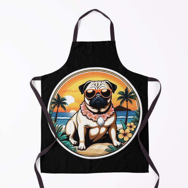 Item preview, Pug with Sunglasses on a Palm Tree Beach with Orchids designed and sold by NautiChic.