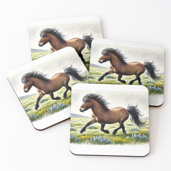 Item preview, A brown Icelandic horse trotting designed and sold by Spiegeltoelter.