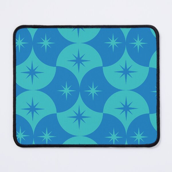 Item preview,  Mid Century Atomic Starbursts on Blue and Turquoise Scallop Shapes  designed and sold by Yasminepatterns .