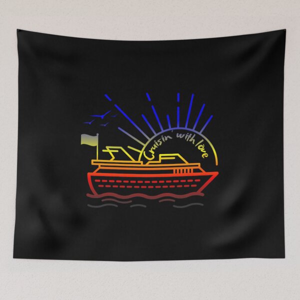Item preview, Cruisin' with love, Polyamory pride flag graphic, Cruise Boat Graphic, World Travel, Vacation, self love, self care, Travel, Family Cruise, ocean, Nautical, ocean voyage, maritime adventure, designed and sold by PrideBeProud.