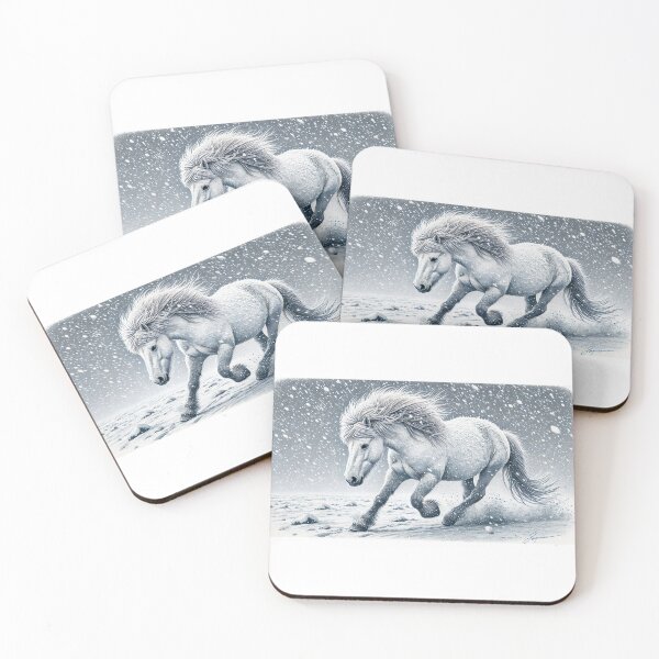 Item preview, A white horse in the snow designed and sold by Spiegeltoelter.