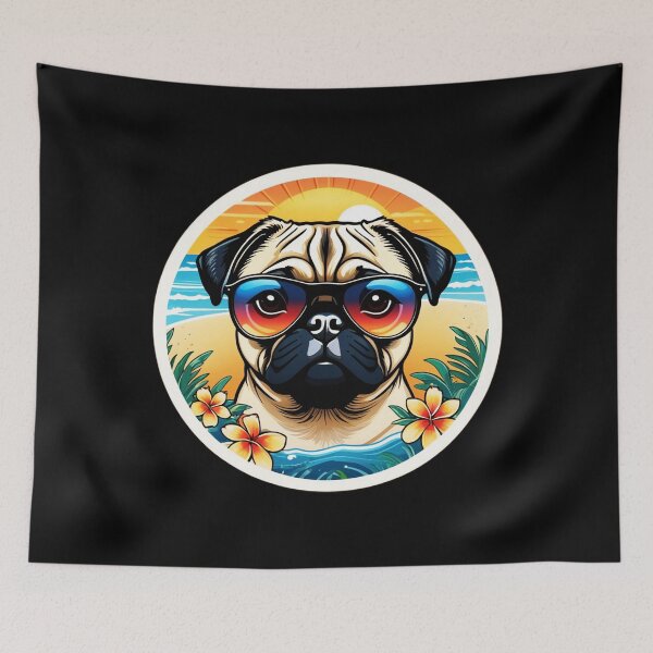 Item preview, Beach Bum Pug with Sunglasses by The Ocean in Hawaii designed and sold by NautiChic.