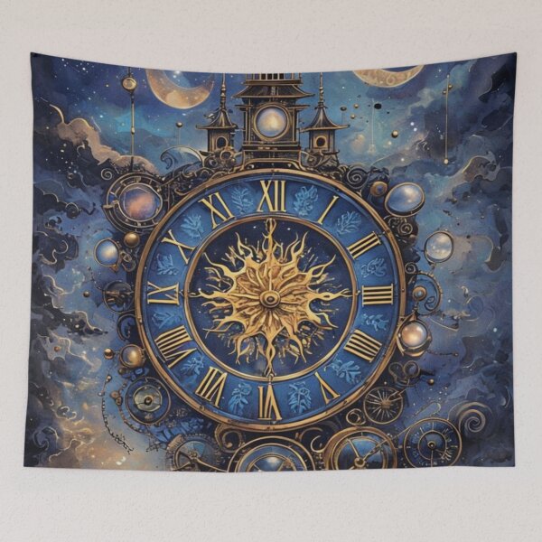 Item preview, Intricate Steampunk Clock Surrounded By Celestial Elements designed and sold by PixelStoneDesign .