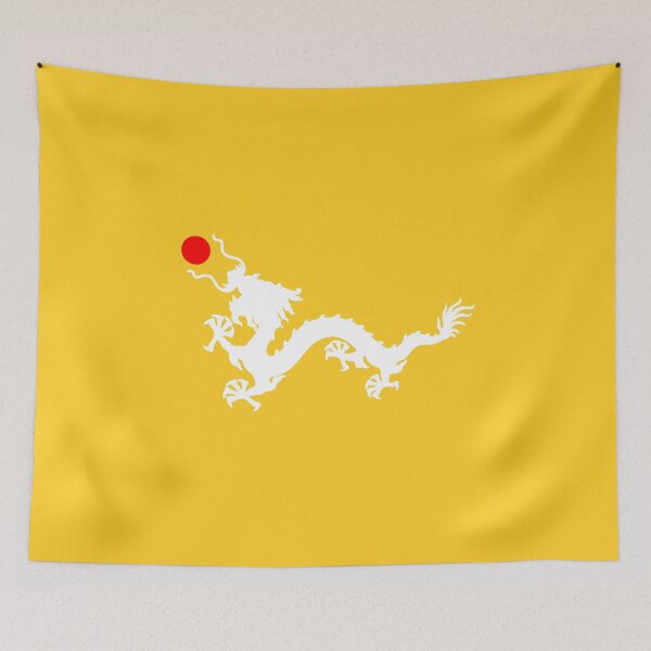 Item preview, White Imperial Chinese Dragon with Red Sun with Yellow Background designed and sold by Mon & Matrix.