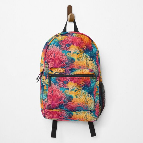 Item preview, coral reef motifs in bright aquamarine, coral pink, and sunshine yellow designed and sold by Designbes.