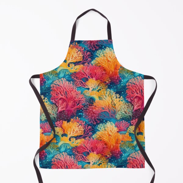 Item preview, coral reef motifs in bright aquamarine, coral pink, and sunshine yellow designed and sold by Designbes.