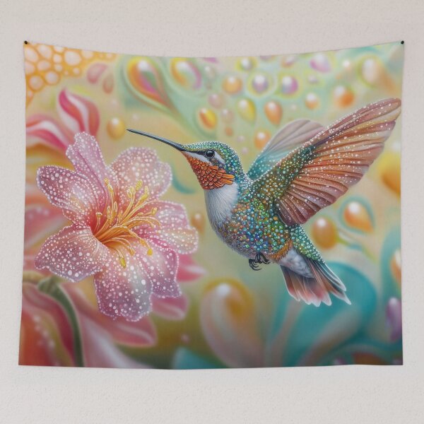 Item preview,  Hummingbird among blooming flowers designed and sold by MargaretWiktor.