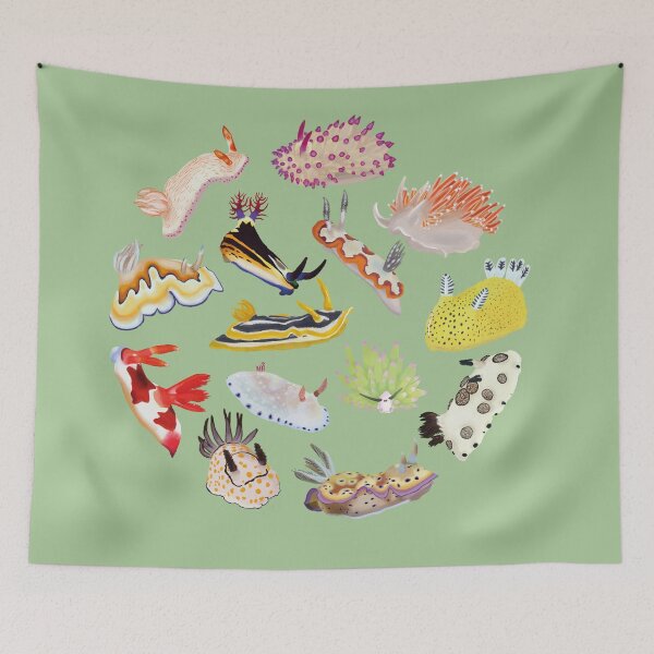 Aperçu de l'œuvre Motif rond Nudibranche - limace de mer - vert créée et vendue par Poulpimousse.