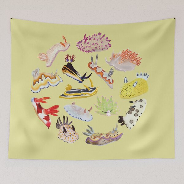 Item preview, Round pattern Nudibranch - sea slug - yellow designed and sold by Poulpimousse.