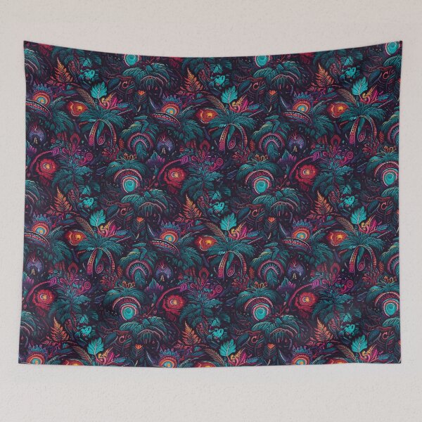 Item preview, Tropical Hawaiian tribal motifs with glowing neon accents designed and sold by Designbes.