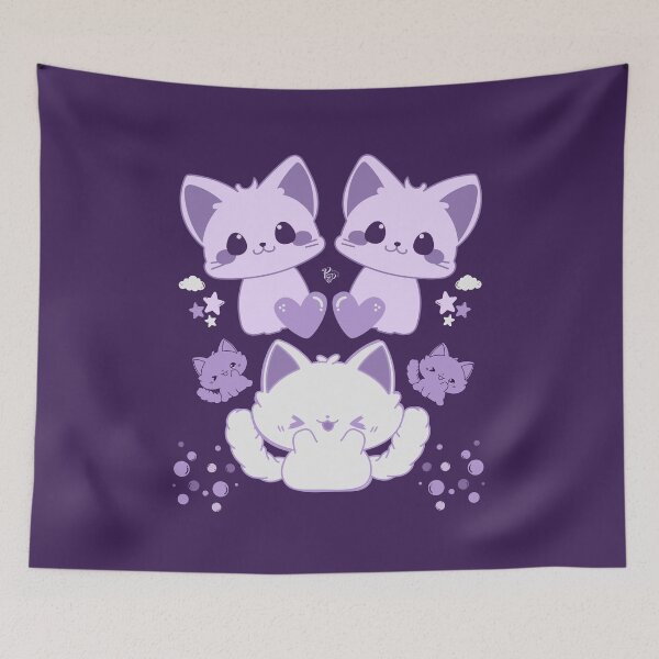 Item preview, Cheeky Cats - purple  designed and sold by ProsetoPrint.