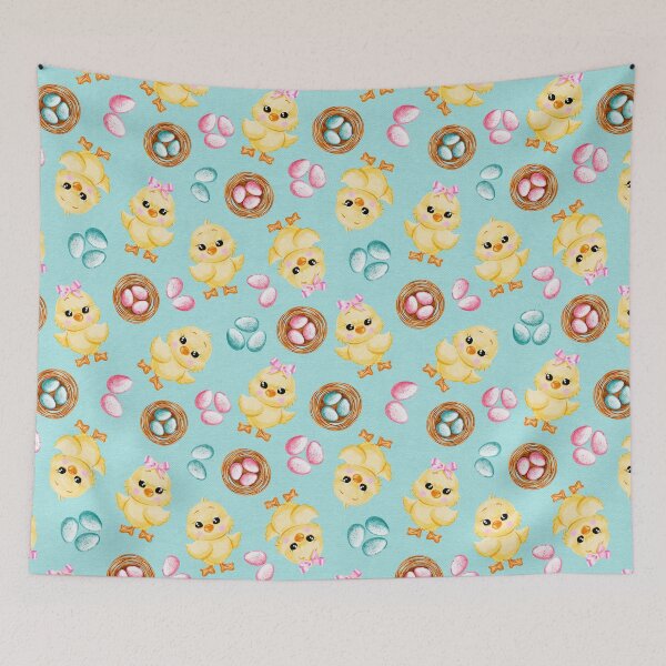 Item preview, Seamless pattern for Easter, chicks with testicles on a blue watercolor background designed and sold by Nastasiakhmnk.
