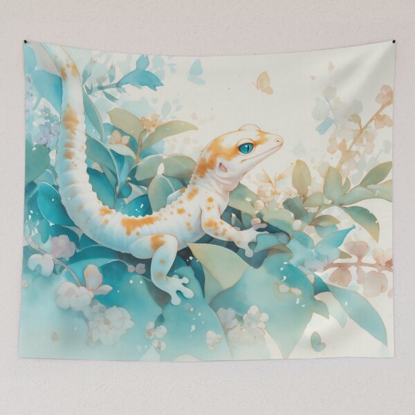 Item preview, Whimsical Gecko Amongst Soft Pastel Leaves designed and sold by AshiraCreations.