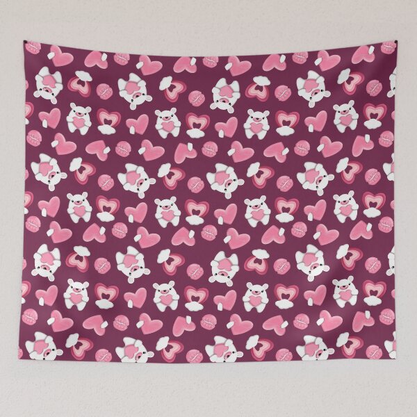 Item preview, Seamless pattern with a bear, heart, rainbow, cake on a purple background	 designed and sold by Nastasiakhmnk.