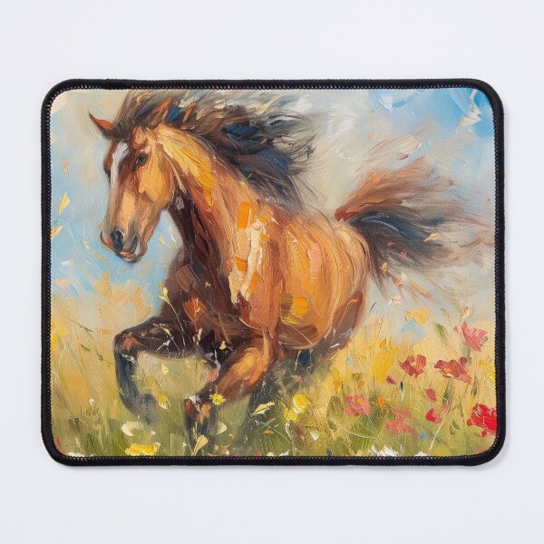 Item preview, Galloping Brown Horse in the Flowerfield designed and sold by SpectralSummer.