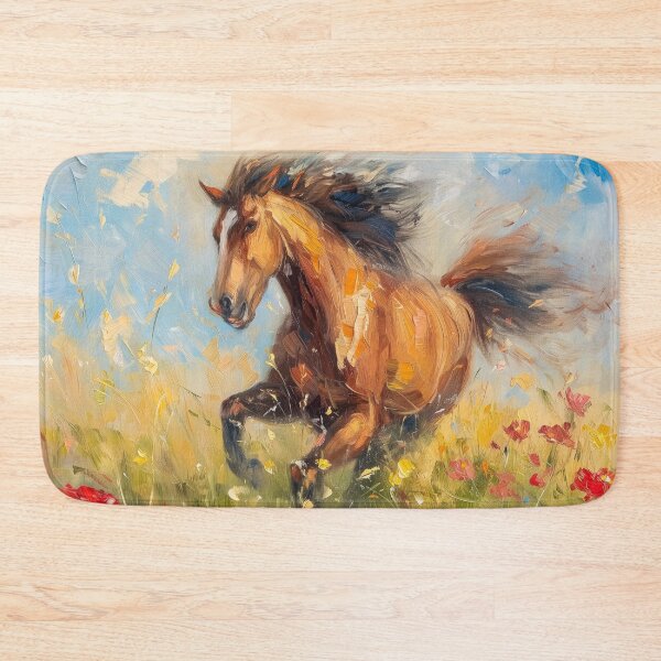 Item preview, Galloping Brown Horse in the Flowerfield designed and sold by SpectralSummer.