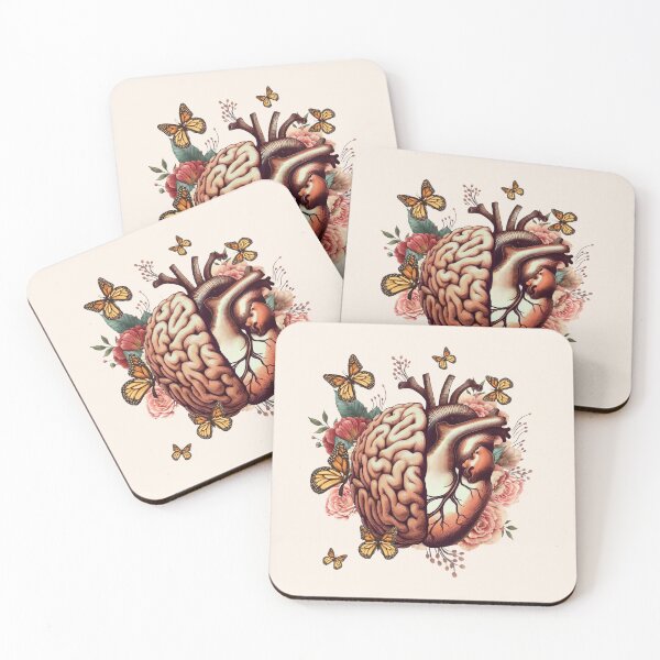 Item preview, Harmony in Heart, Wisdom in Mind, Right balance between head and heart, roses and flowers and butterfies watercolor, vintage style designed and sold by Collagedream.