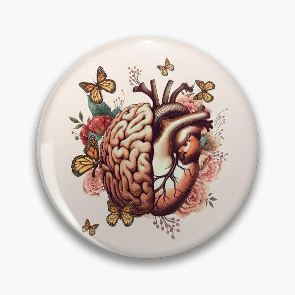 Item preview, Harmony in Heart, Wisdom in Mind, Right balance between head and heart, roses and flowers and butterfies watercolor, vintage style designed and sold by Collagedream.