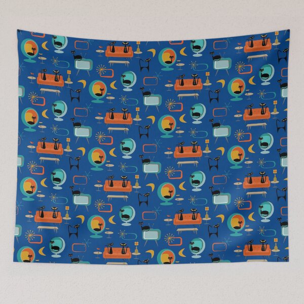Item preview, The Cats Are Drinking In The Living Room Again - Blue designed and sold by WhitSilbStudio.