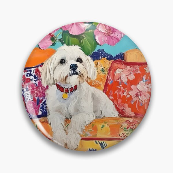 Artikelvorschau, Grandmillennial-Kunst, Multipoo auf orangefarbenem Sofa, skurrile Hundekunst entworfen und verkauft von SophieClimaArt.