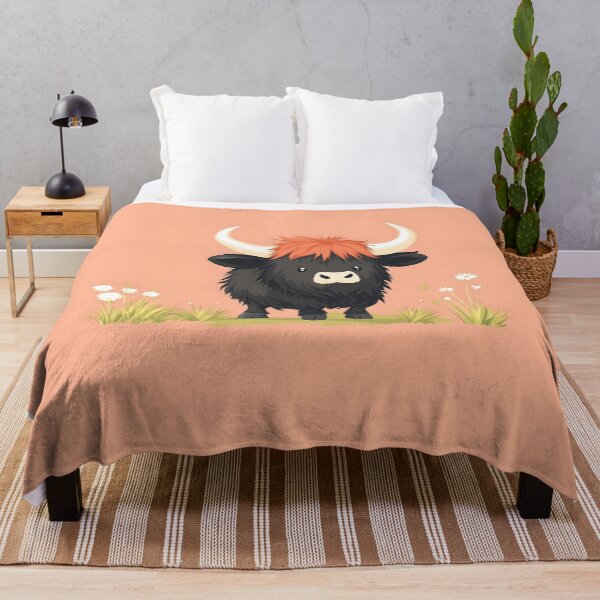 Item preview, Cute Highland Cow Cartoon Vector Design designed and sold by GoldenTealArts.