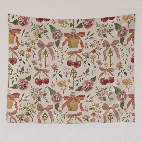 Aperçu de l'œuvre Motif de nœuds, de fleurs et de cerises créée et vendue par Lauren Ullrich.