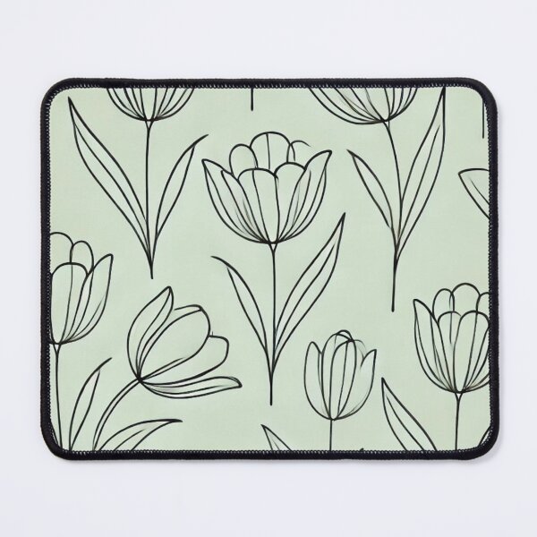 Item preview, Minimalist Line-Art Tulip Pattern on Pastel Green designed and sold by Designeerguy.